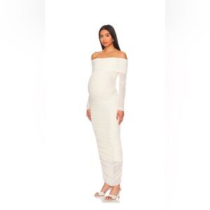 Bumpsuit - Off the shoulder mesh dress in white